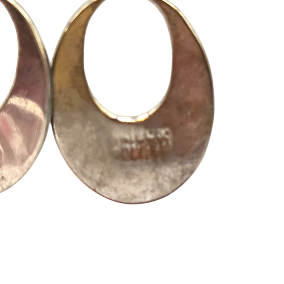 Pierced Earrings Vintage Alpaca Abalone Inlay Green Pink Dangle Hoop SKU2403 - Picture 7 of 7